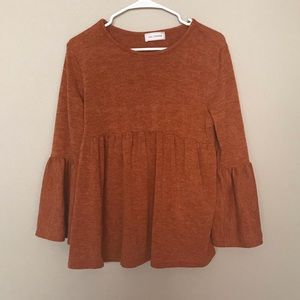 Burnt Orange Bell Sleeve Top